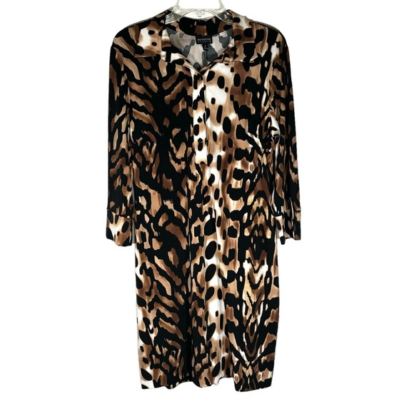 En Focus Studio Women's Animal Print Dress, 3/4 Sleeves, Size 12 - Picture 1 of 13